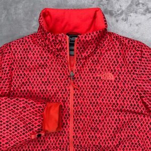 THE NORTH FACE Jacket Women's Small Red Black Geometric Full Zip Insulated Coat